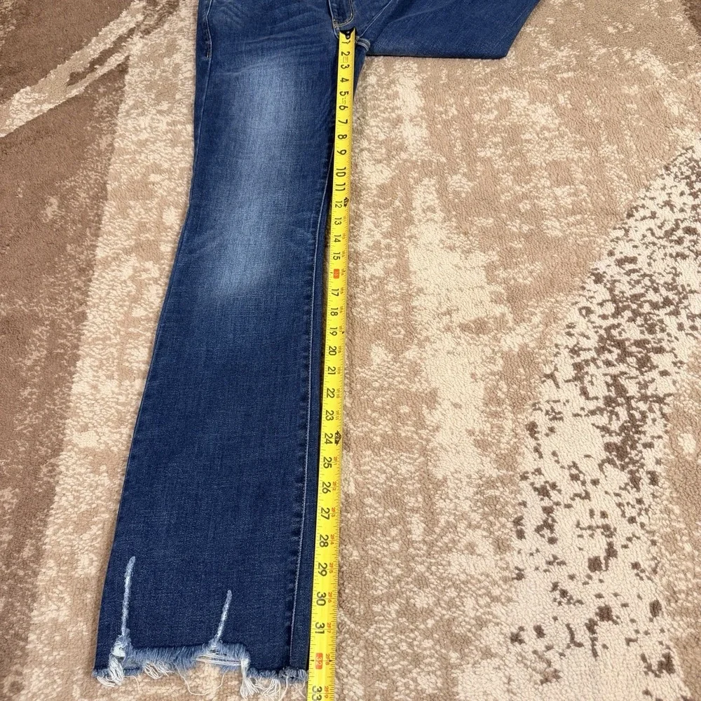 JUDY BLUE Stretch Bootcut Denim Jeans Womens 7/28‎ Raw Hem Blue Fade